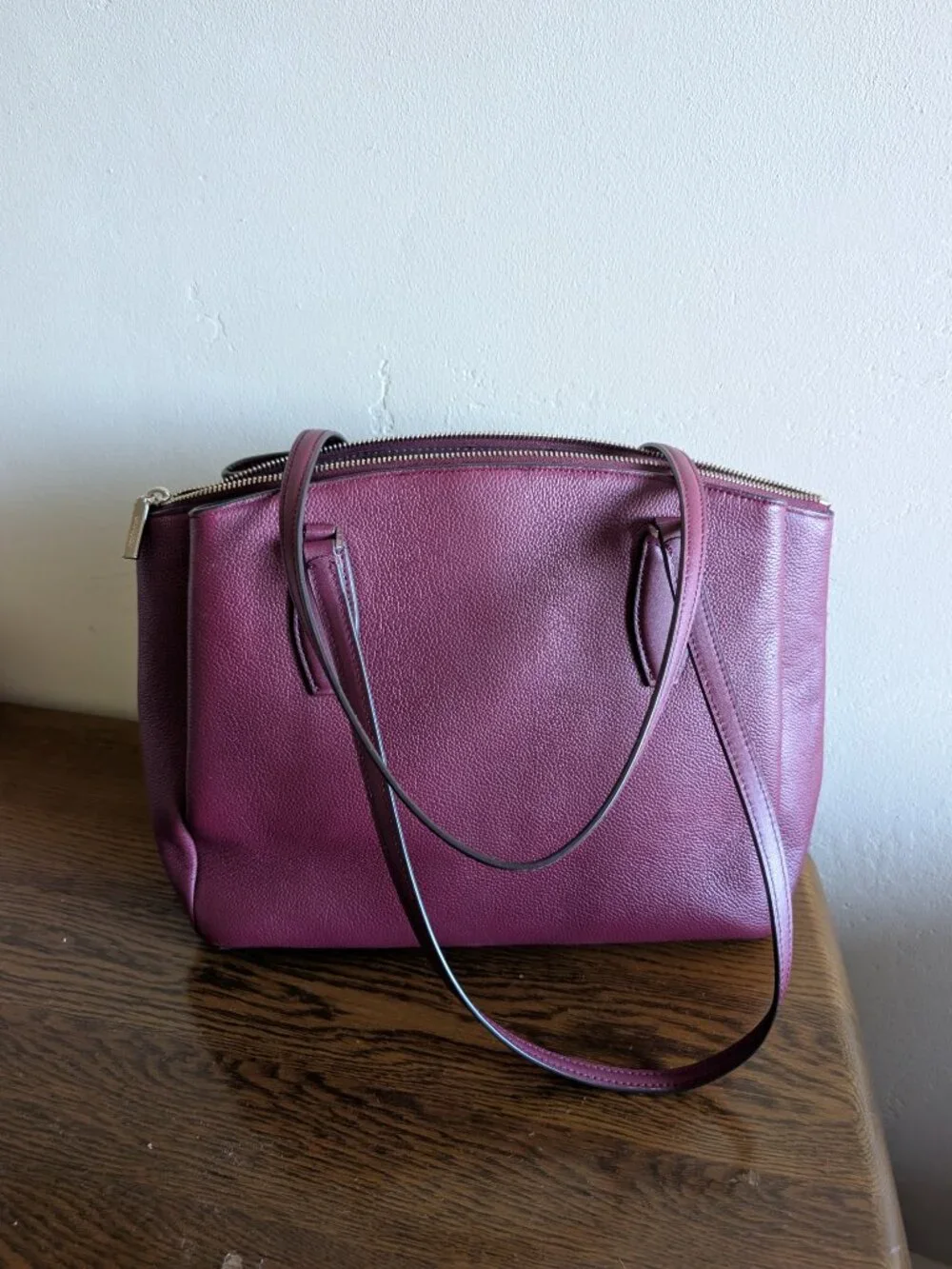 kate spade new york Burgundy Pebbled Money Tote